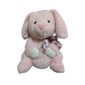 Soft Pink Bunny Plush With Carrot Bow 15" Stuffed Animal Toy Walmart Adorable Gi